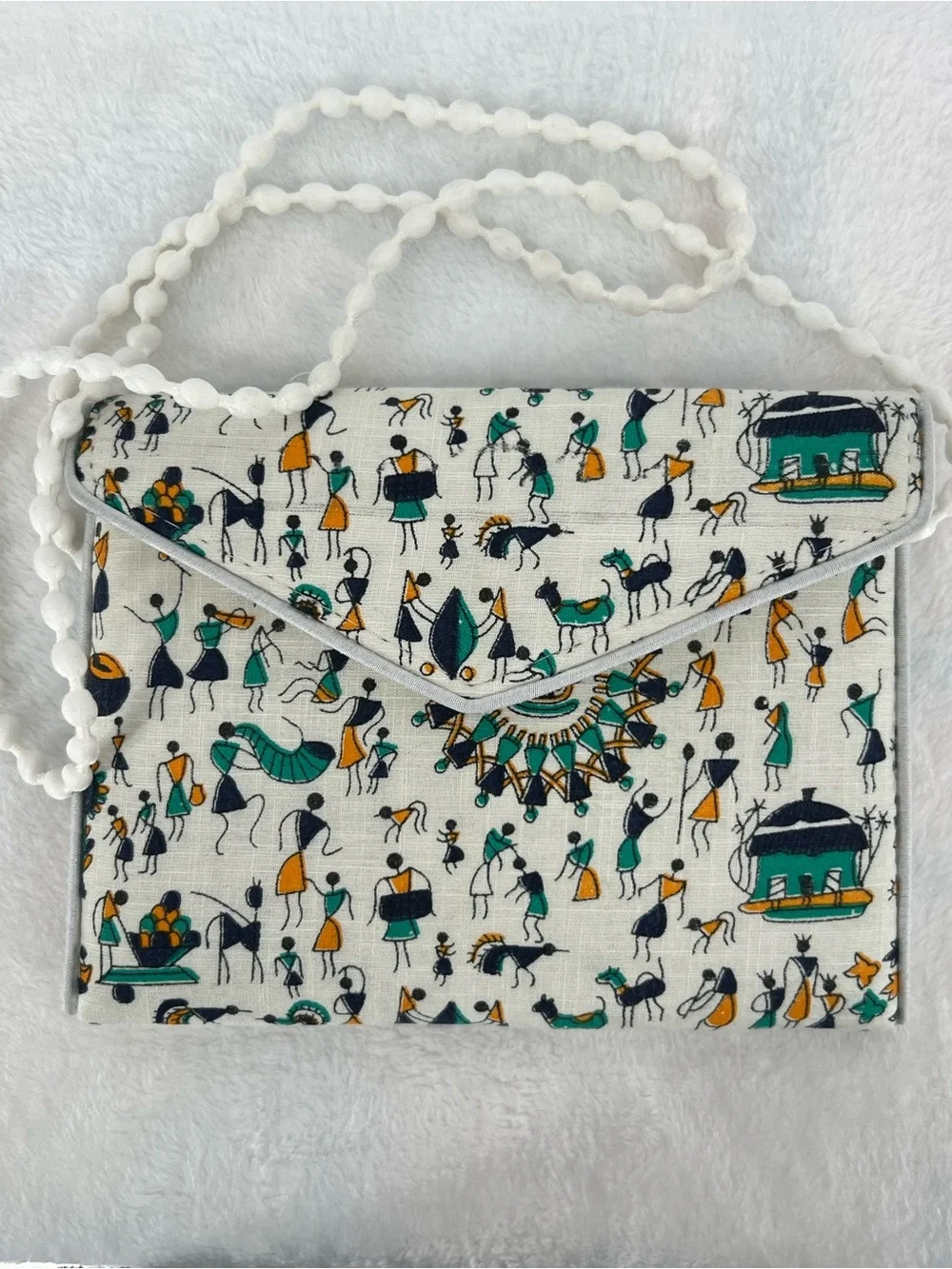Store Utsav Warli Art Block Cotton Crossbody Purse Made In India Envelope Rare